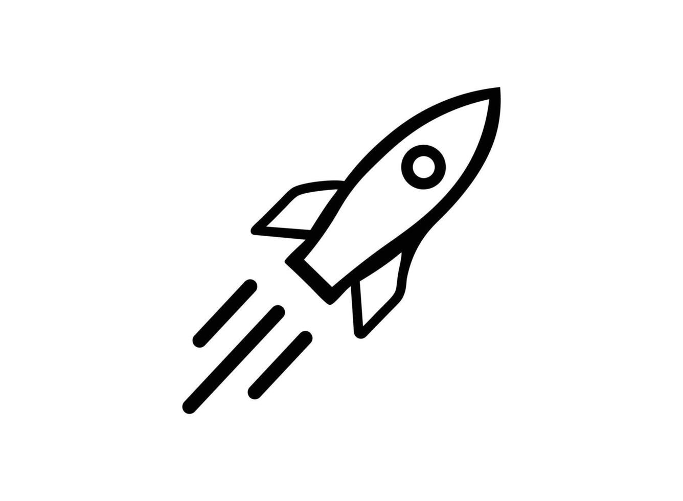 Simple black line art rocket ship vector