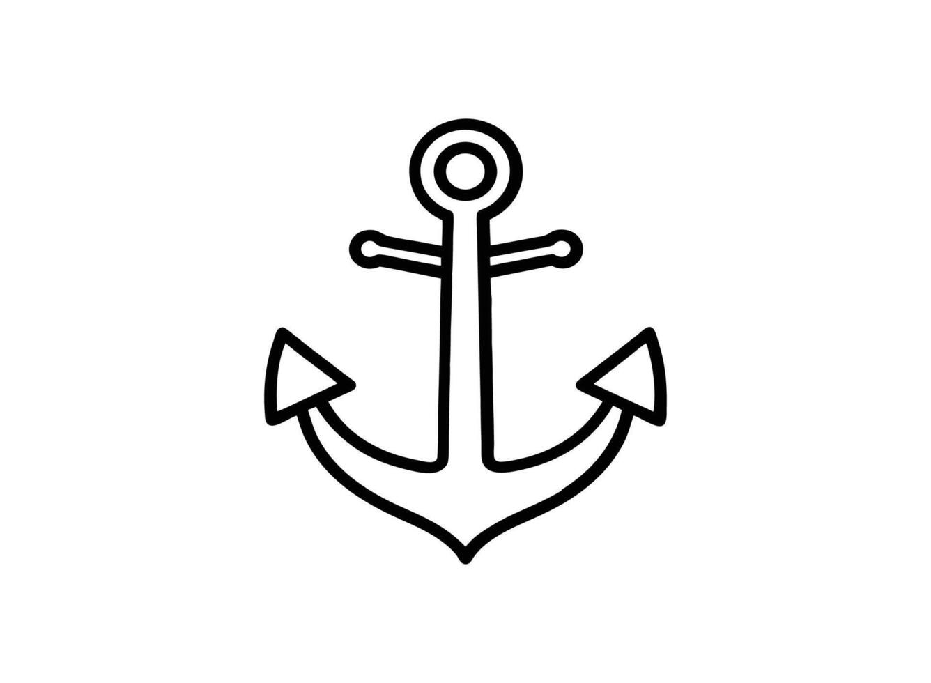 Simple line art anchor icon graphic vector