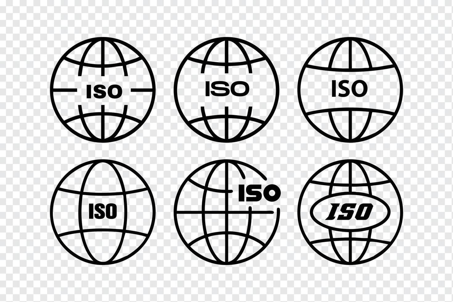 Six variations of iso globe icons global standard vector