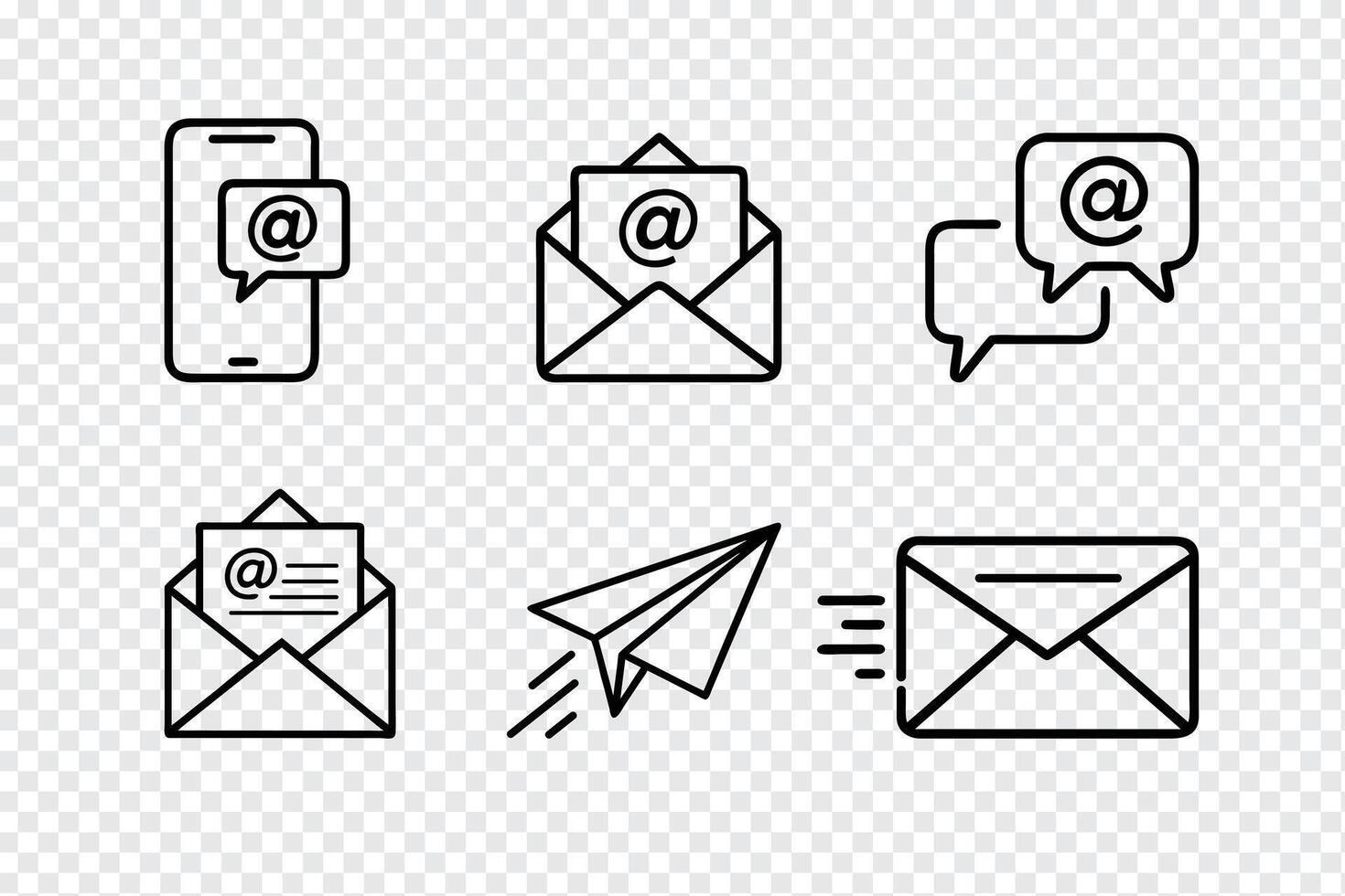 Email communication icons messaging symbols set vector