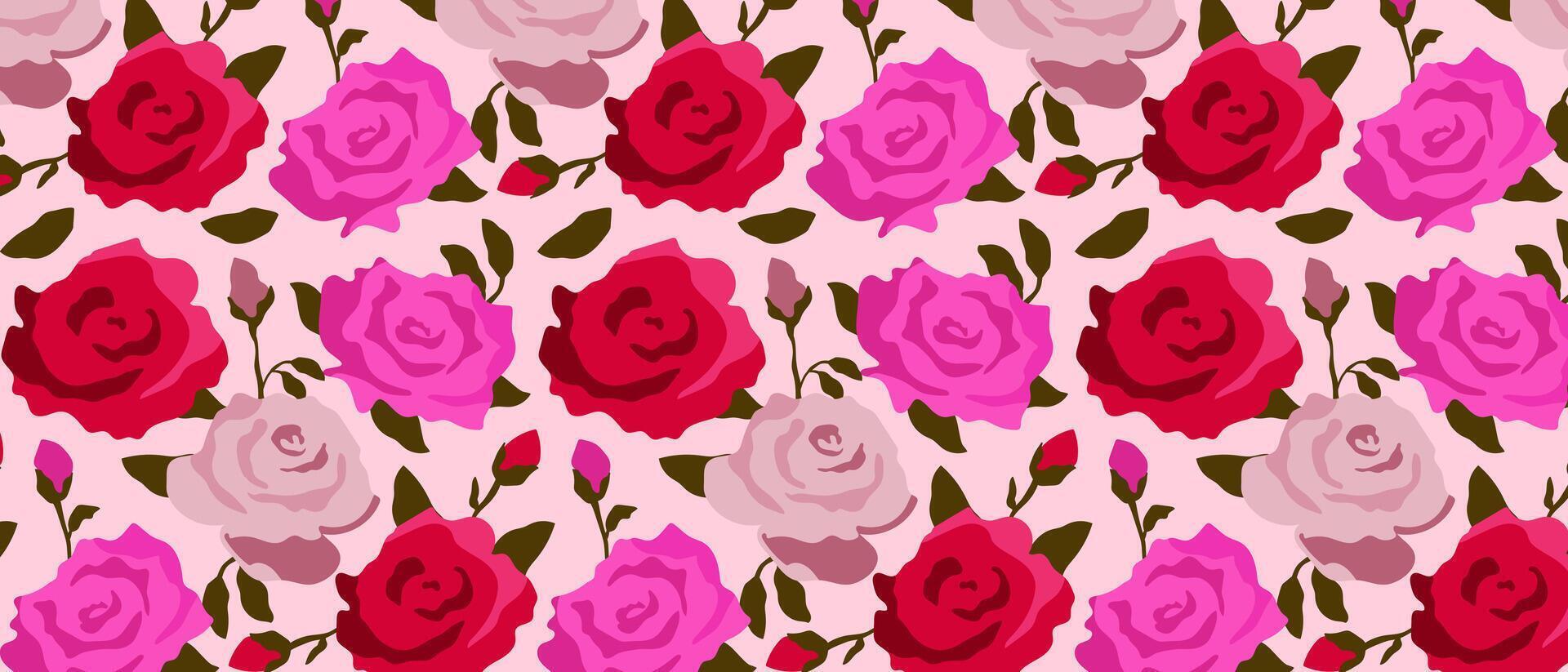 Seamless chic fashion background with roses. Ideal for fabric, packaging, cover. vector