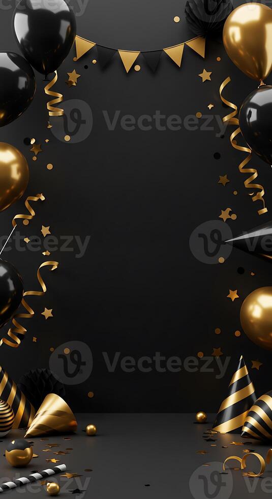 Elegant Black and Gold Party Background photo