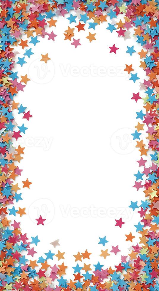 A frame with colorful stars on it photo