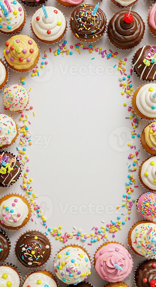 Birthday Cupcakes Border photo