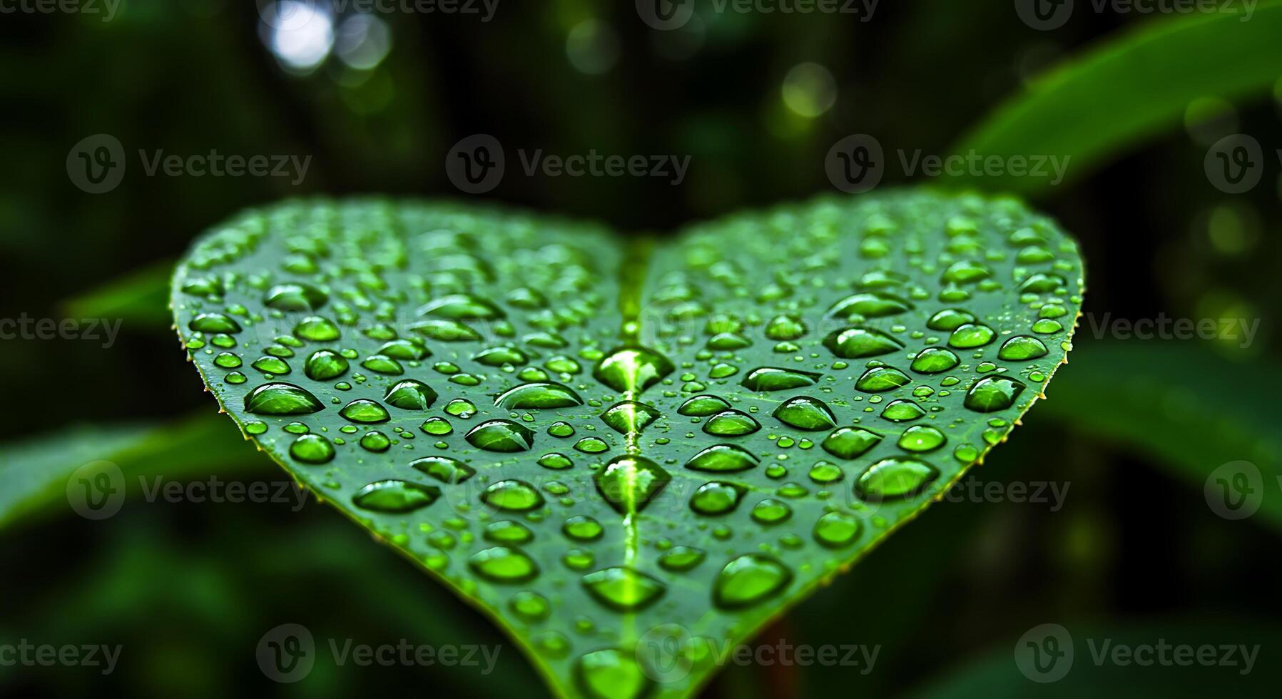 A green leaf with water droplets on it photo