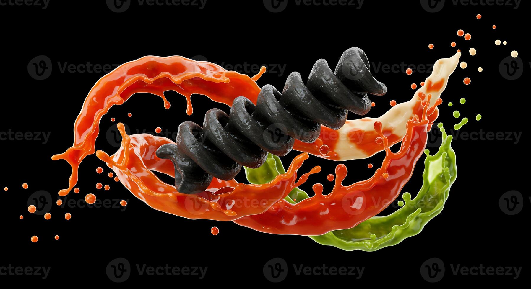 Black Pasta in Sauce Splash photo
