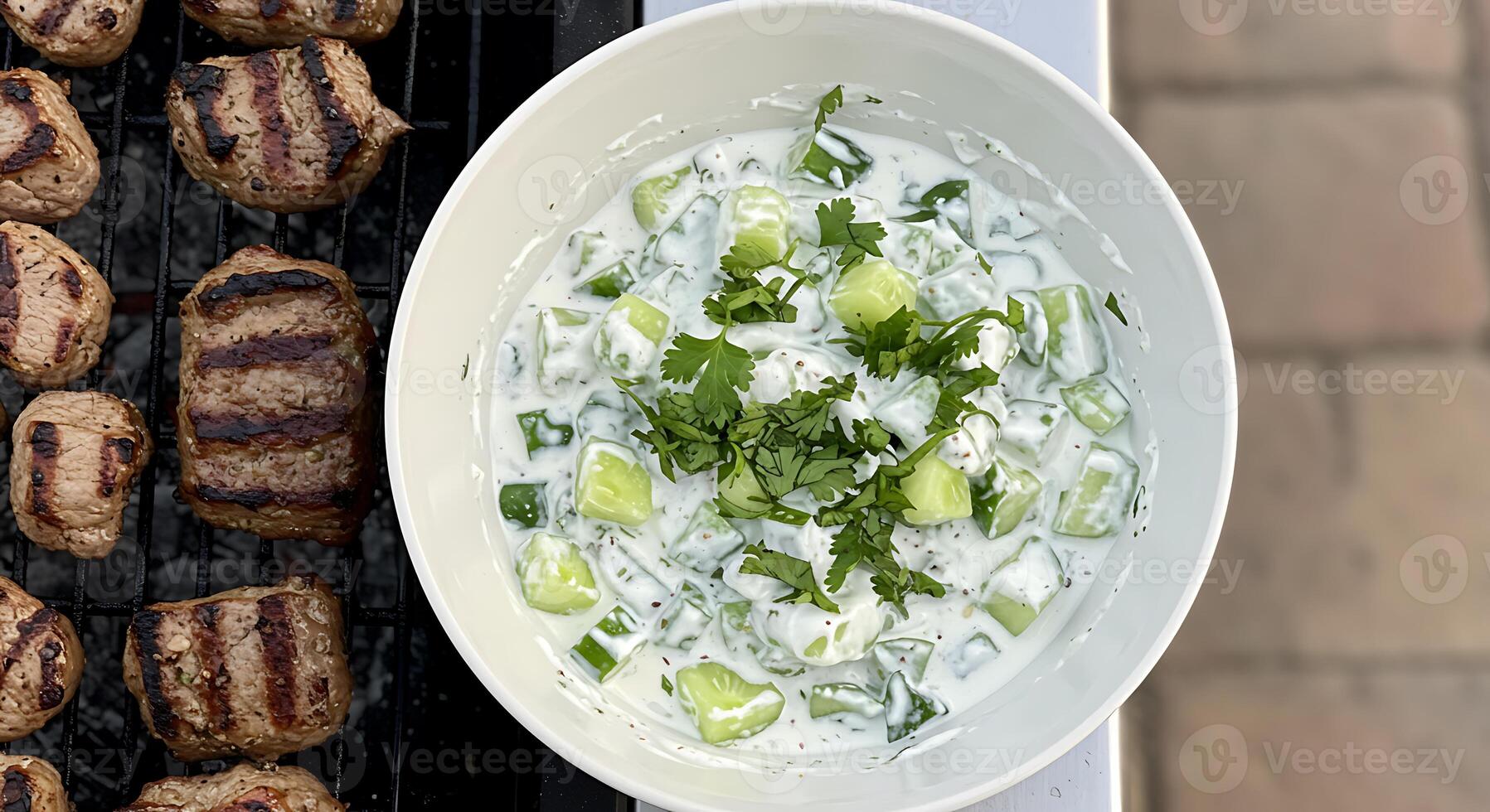 Grilled Lamb Kofta with Cucumber Yogurt Dip photo