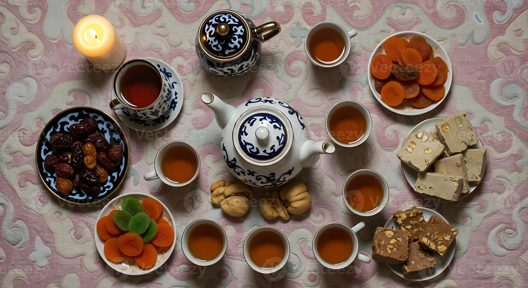 Cozy Tea Party with Sweets and Candlelight photo