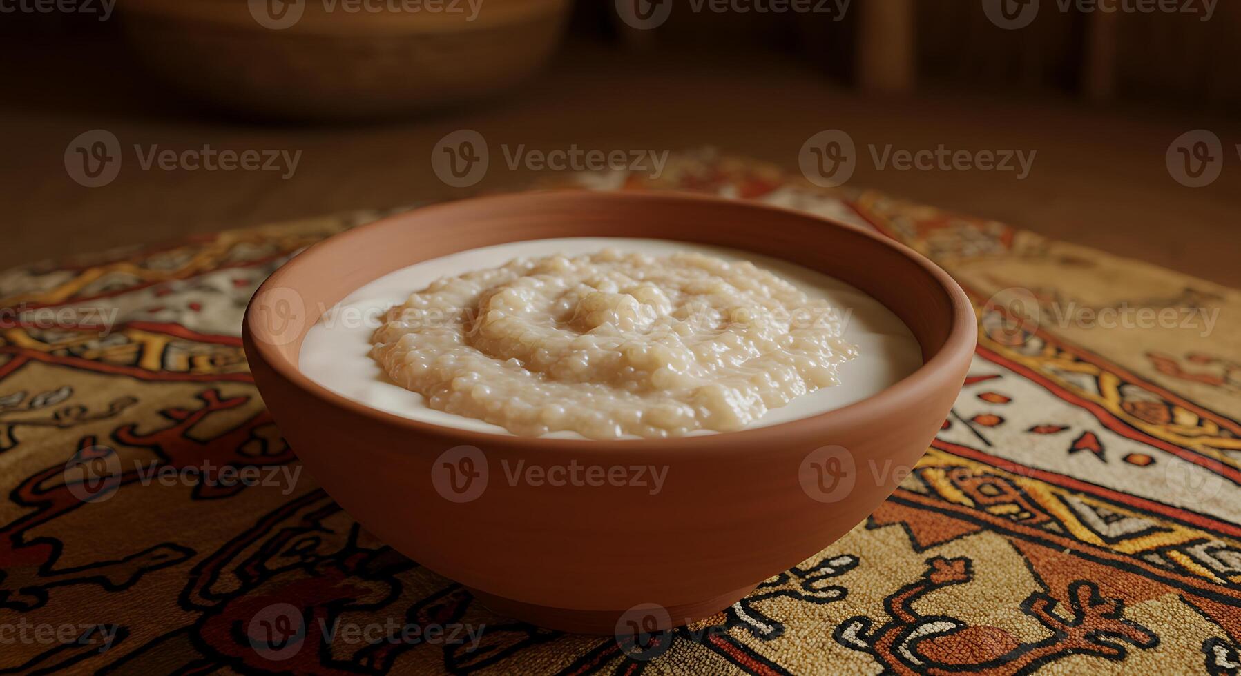 Creamy Oatmeal in Rustic Bowl photo