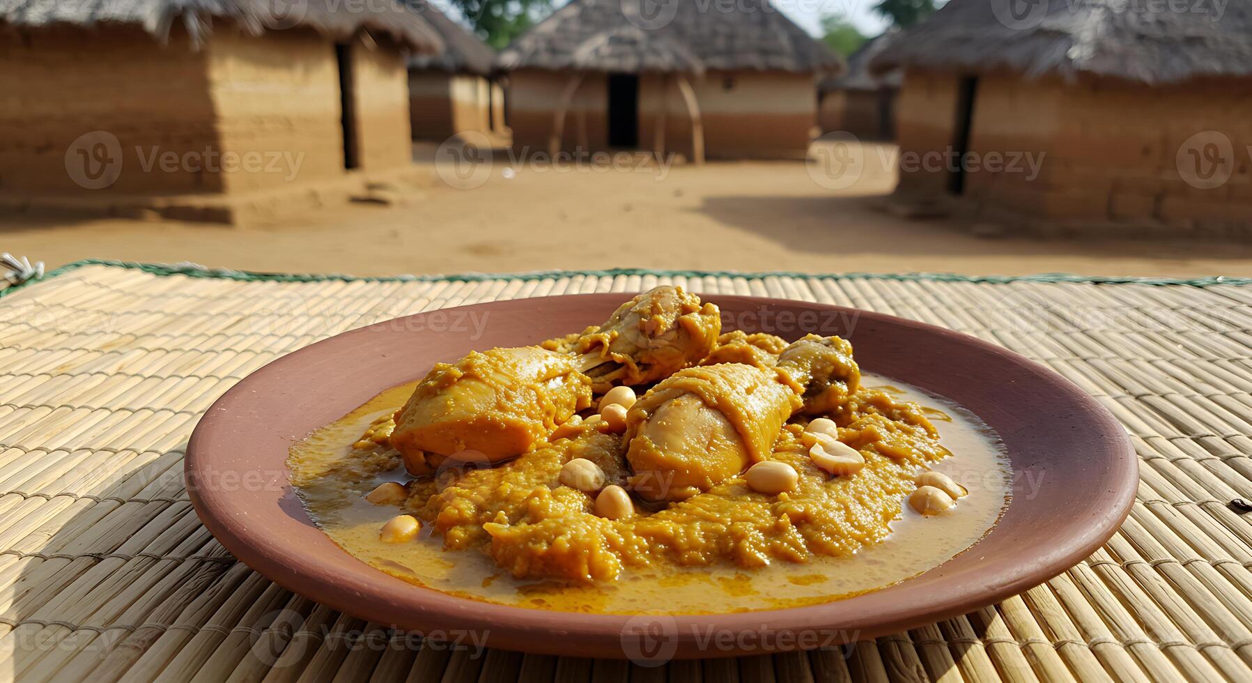 A brown bowl with food photo