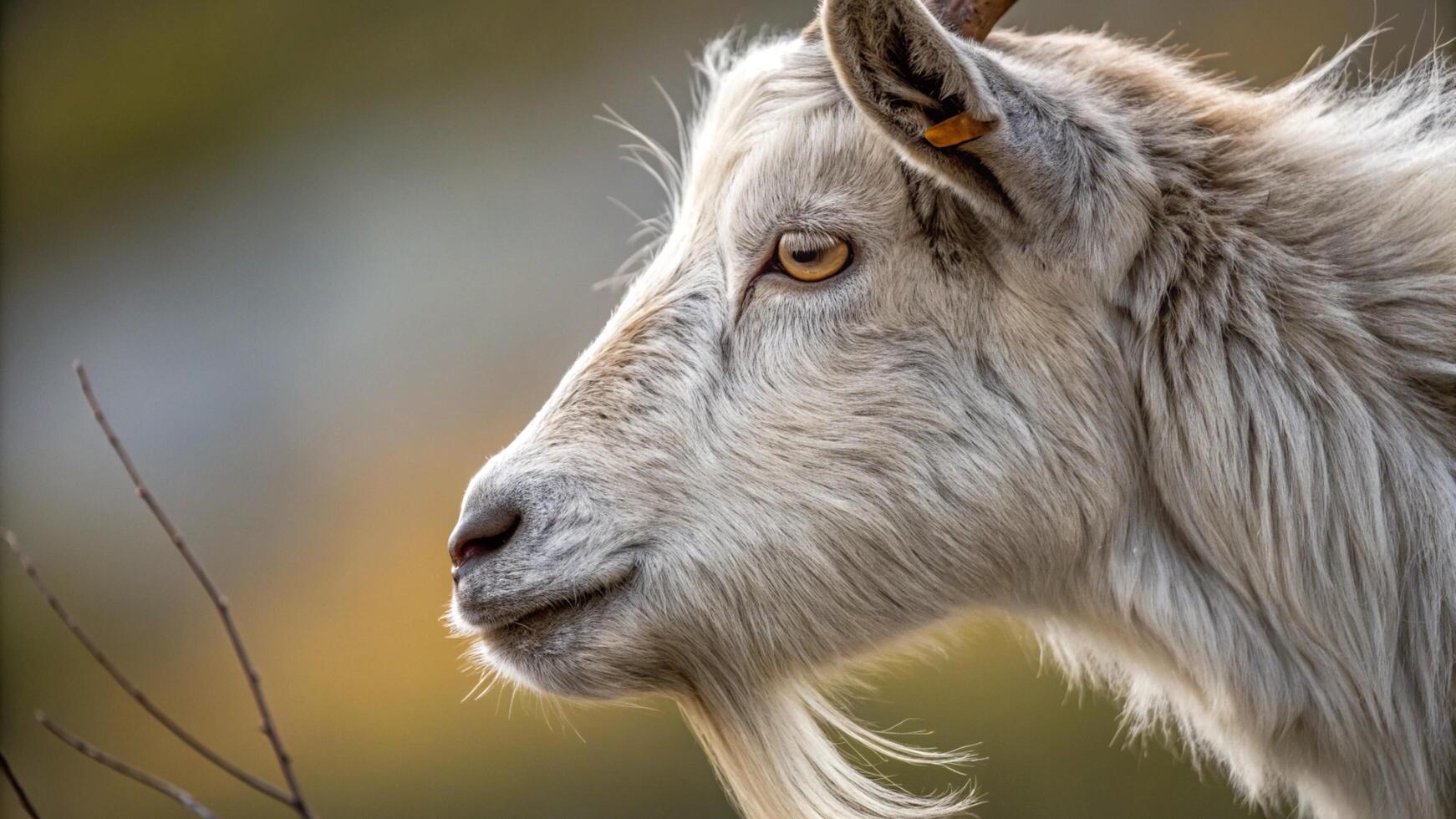 A goat with long horns and a long beard photo
