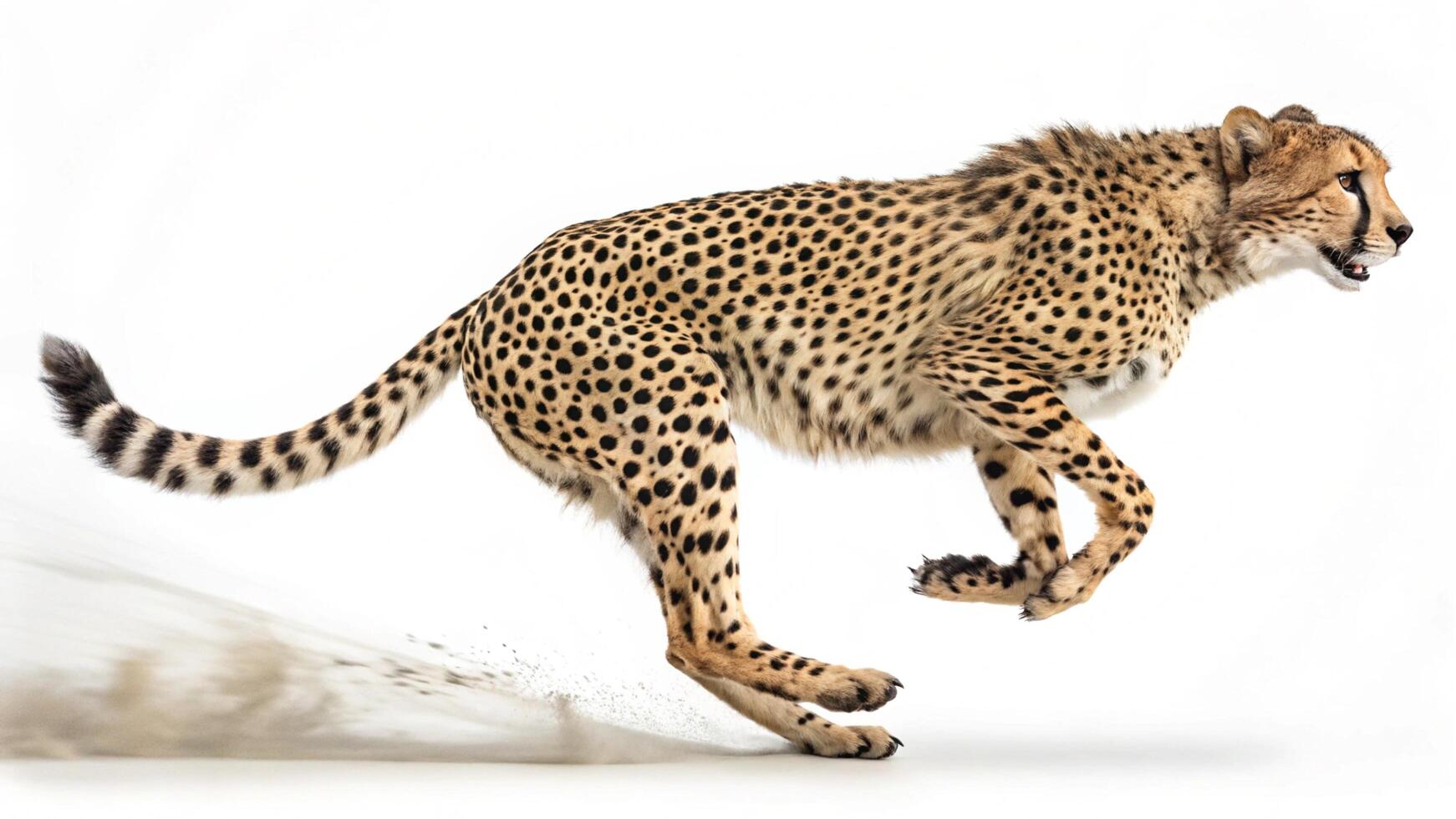 a cheetah running in the sand photo