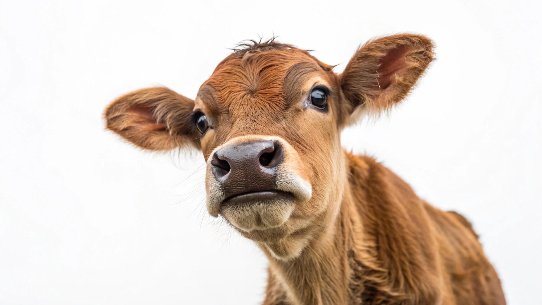 A close up of a brown cow looking at the camera photo
