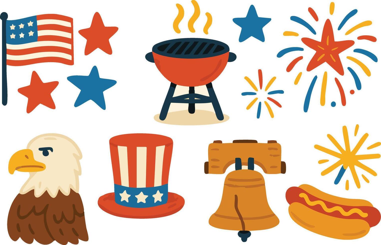 4th of July Icons Set vector