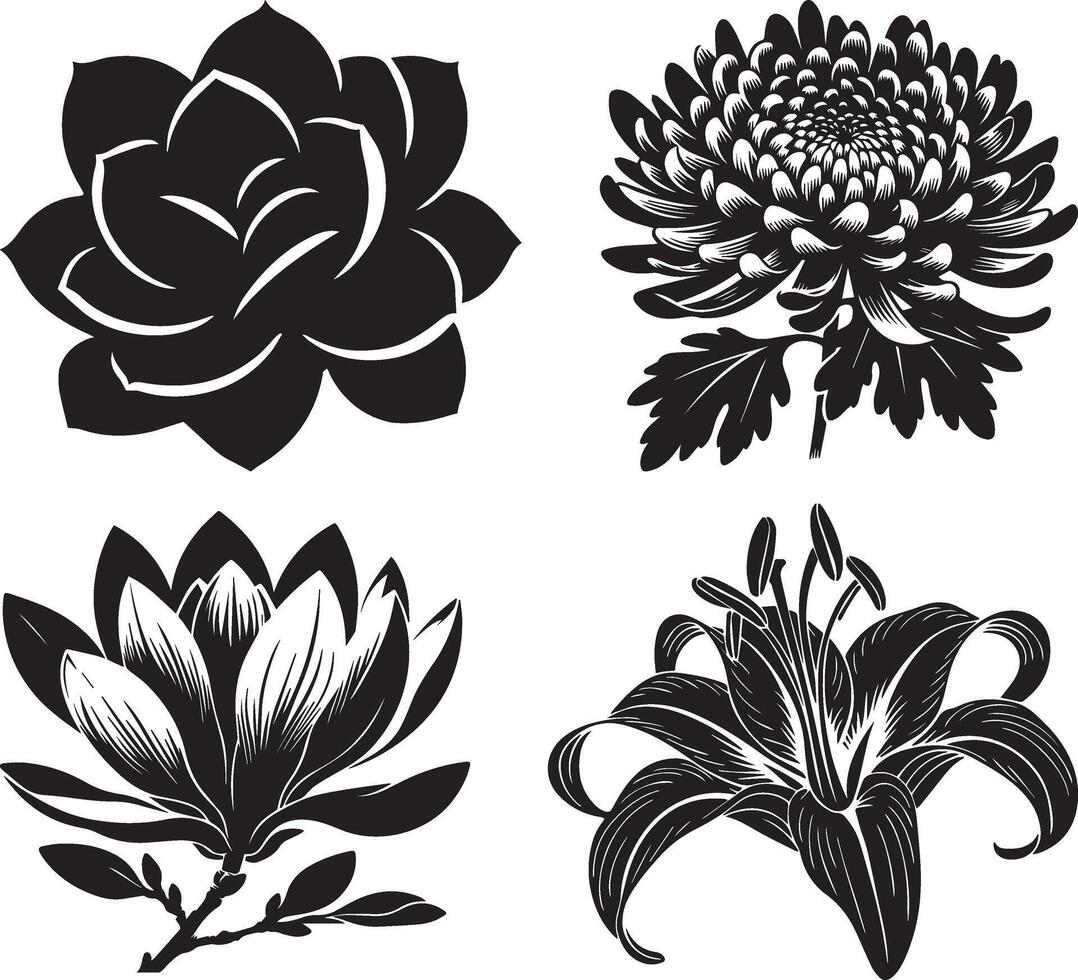 Floral Collection Silhouettes vector