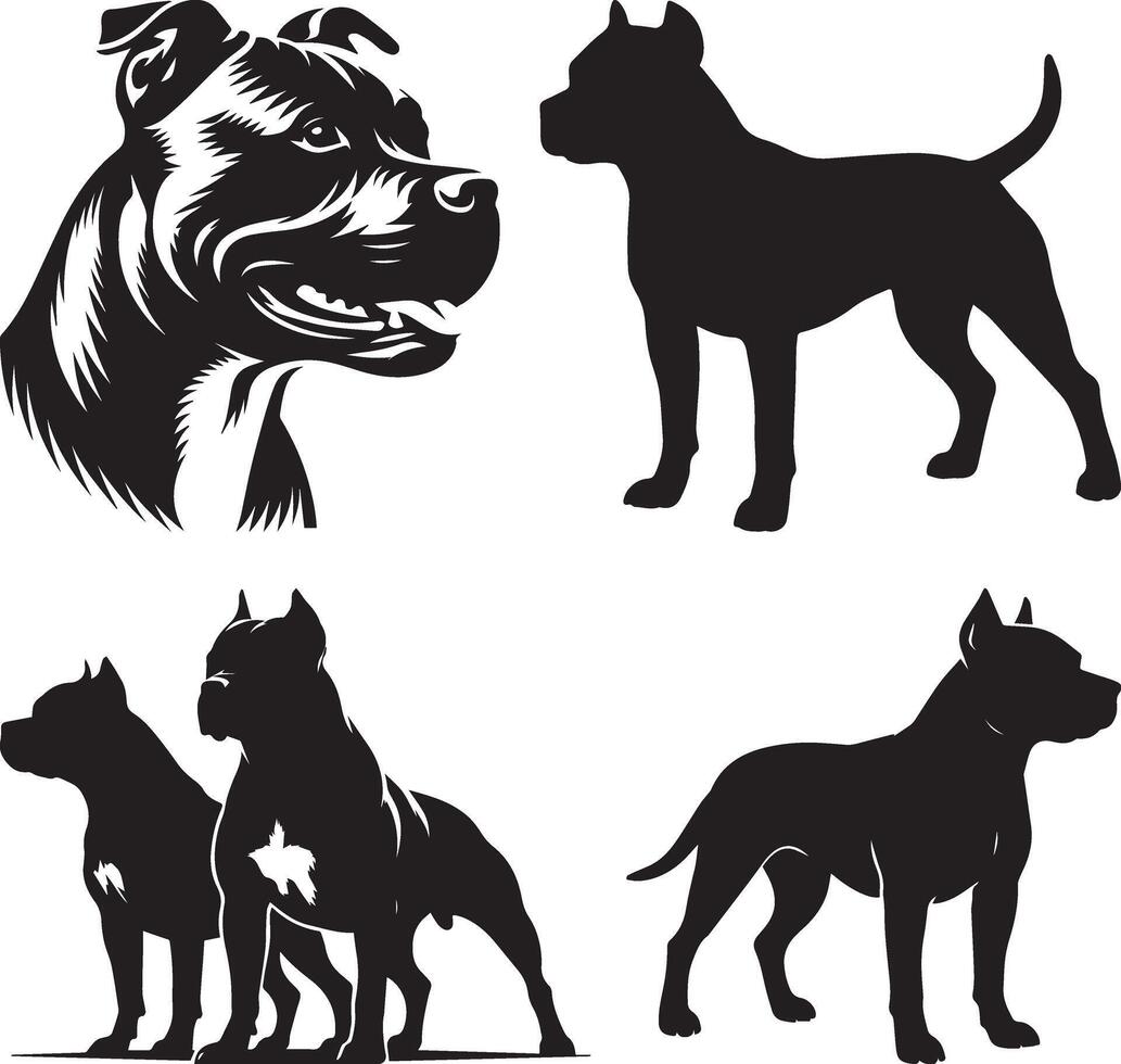 Pitbull Silhouettes Dog Breed vector