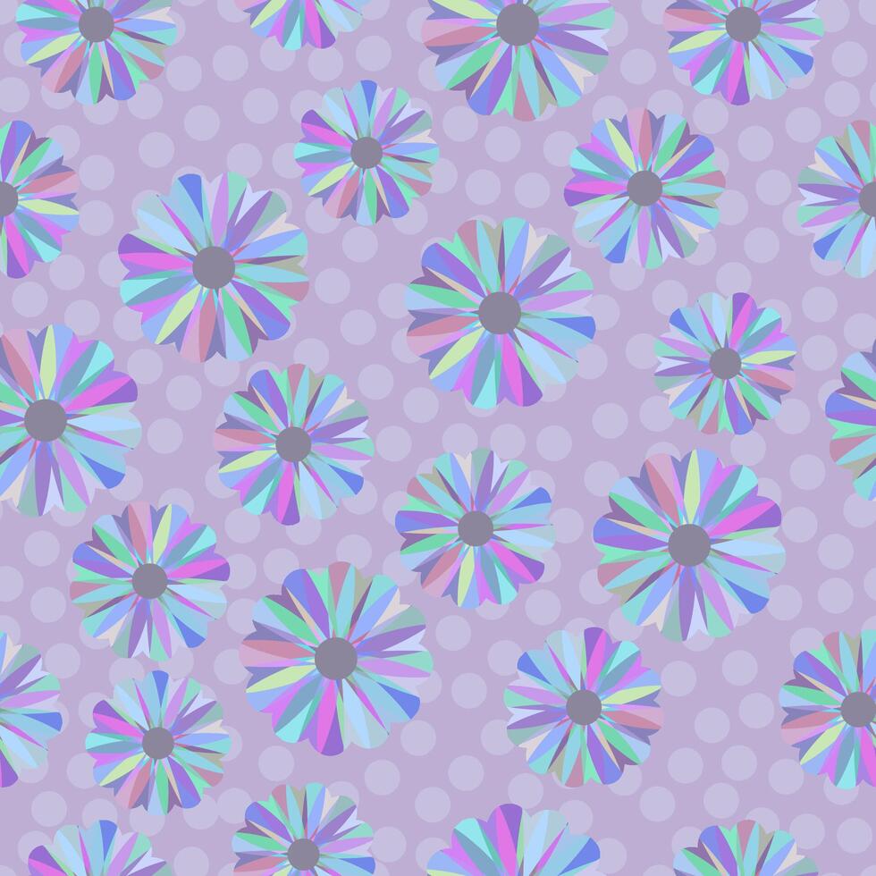 Seamless pattern with abstract flowers on a lilac background vector