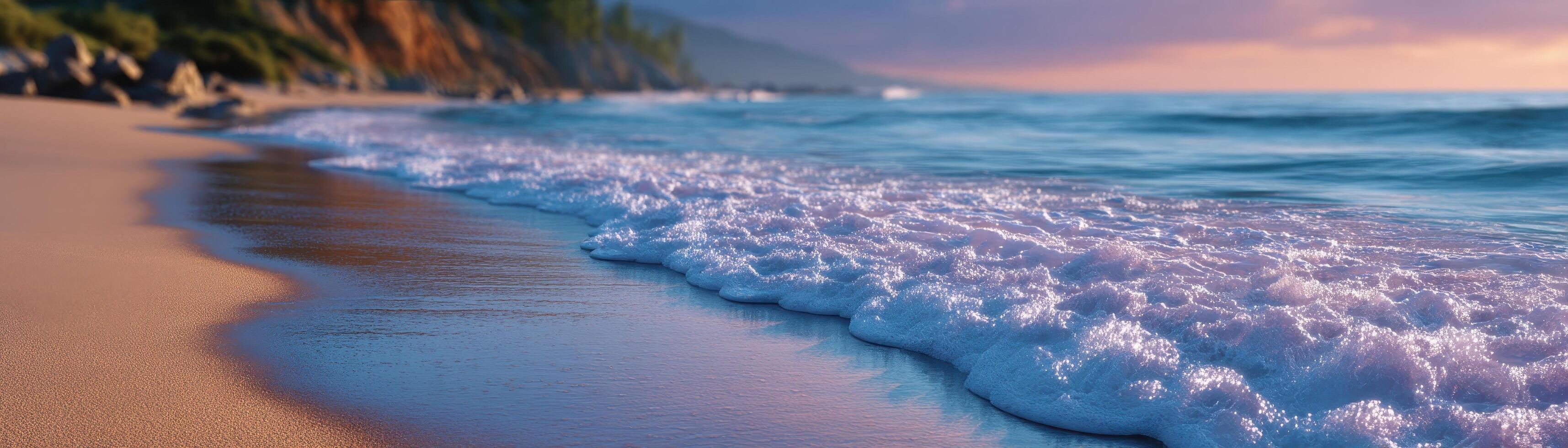 Serene beach sunset coastal paradise photography tranquil environment aesthetic view calm waves photo
