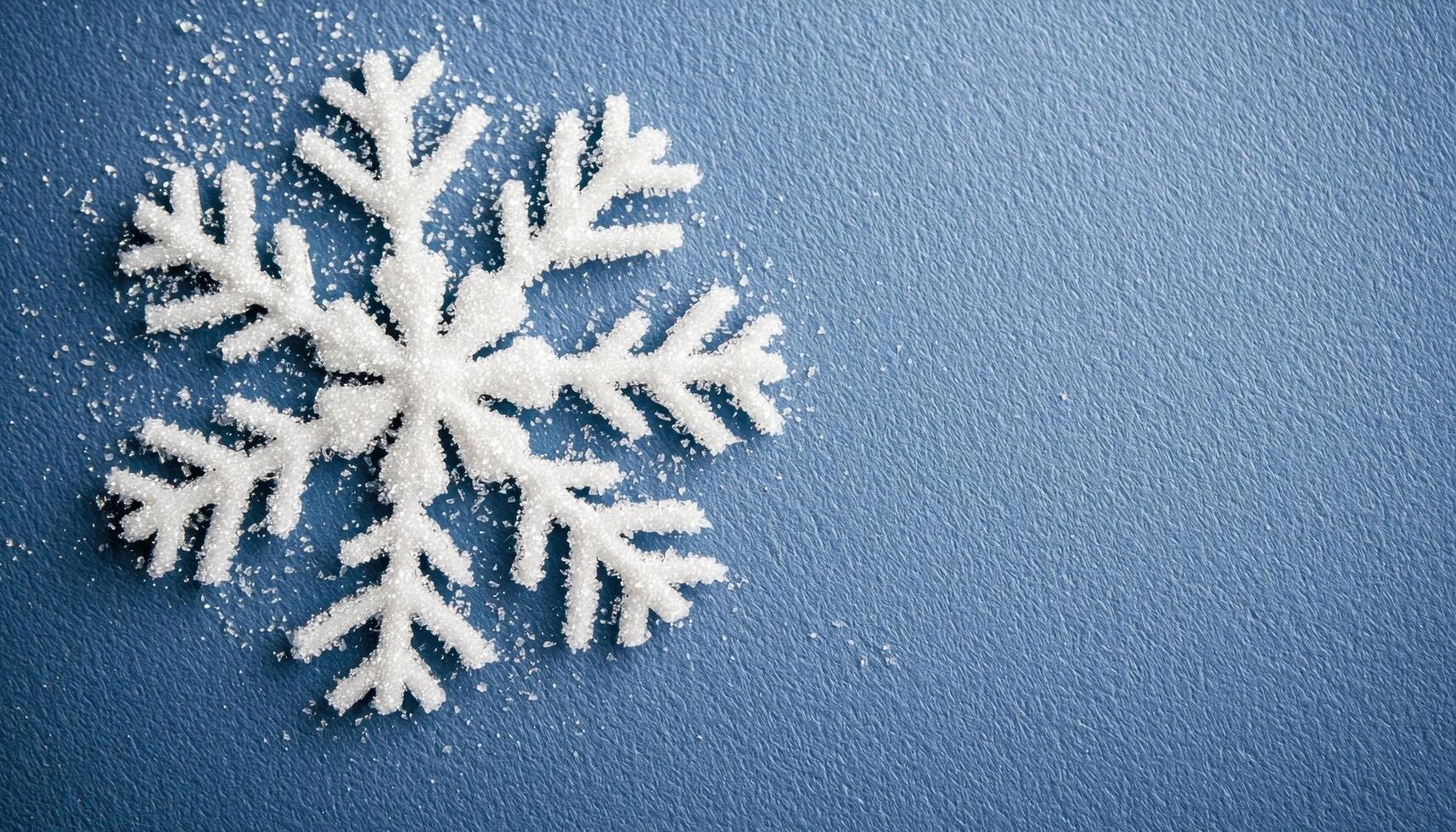 Snowflake crystal texture on cold surface studio setting high-quality image blue background photo