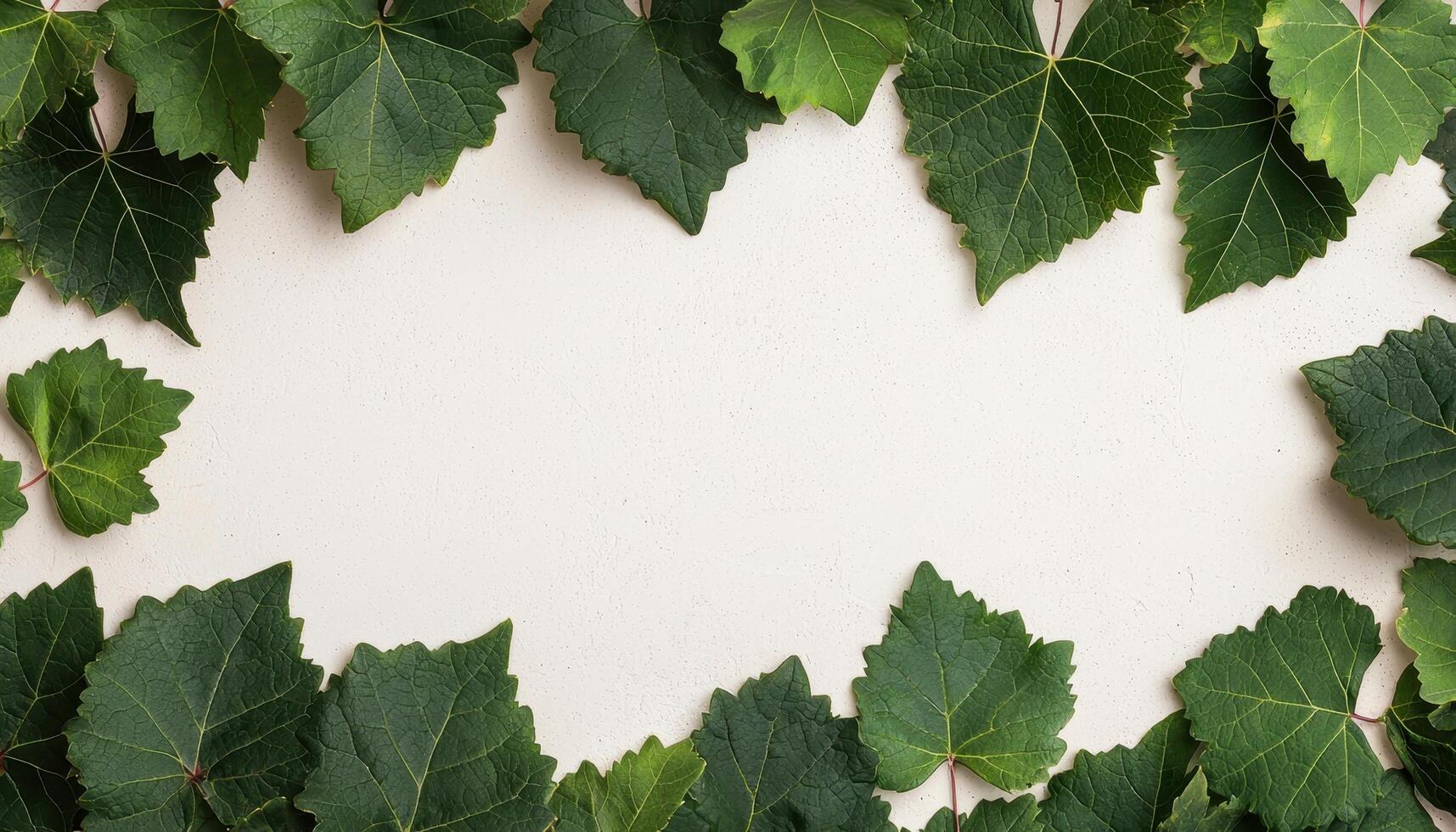 Natural climbing vine leaves arrangement copy space on neutral background elegant design photo
