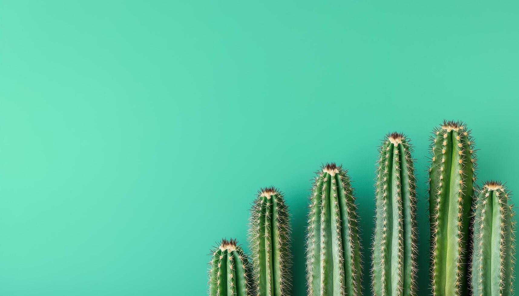 Closeup of cactus patterns modern design copy space green background nature concept photo