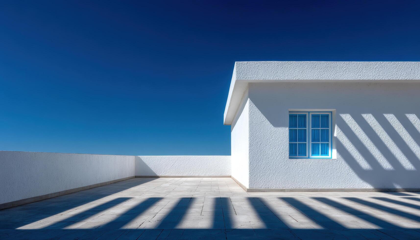 Minimalist rooftop shadows at high noon clean geometry modern architecture photo