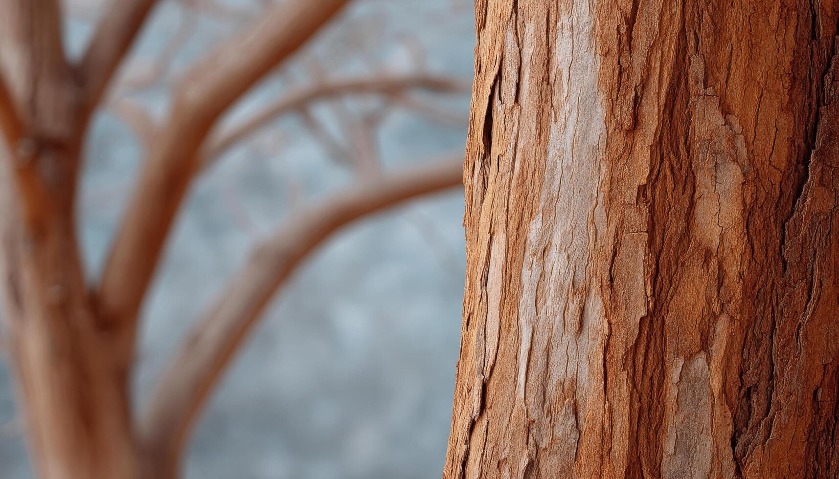Young tree with smooth bark nature scene close-up shot soft tones tranquil environment photo
