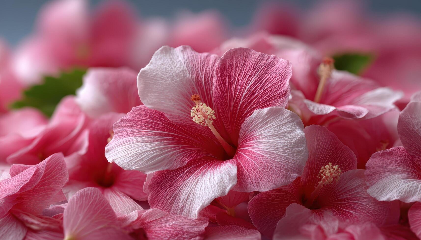 Vibrant blooming hibiscus petals close-up photography botanical garden natural light photo