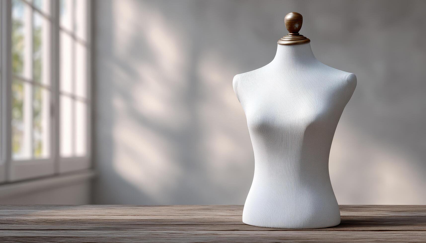 Minimalist tailoring dummy in soft window light contemporary studio still life photography photo