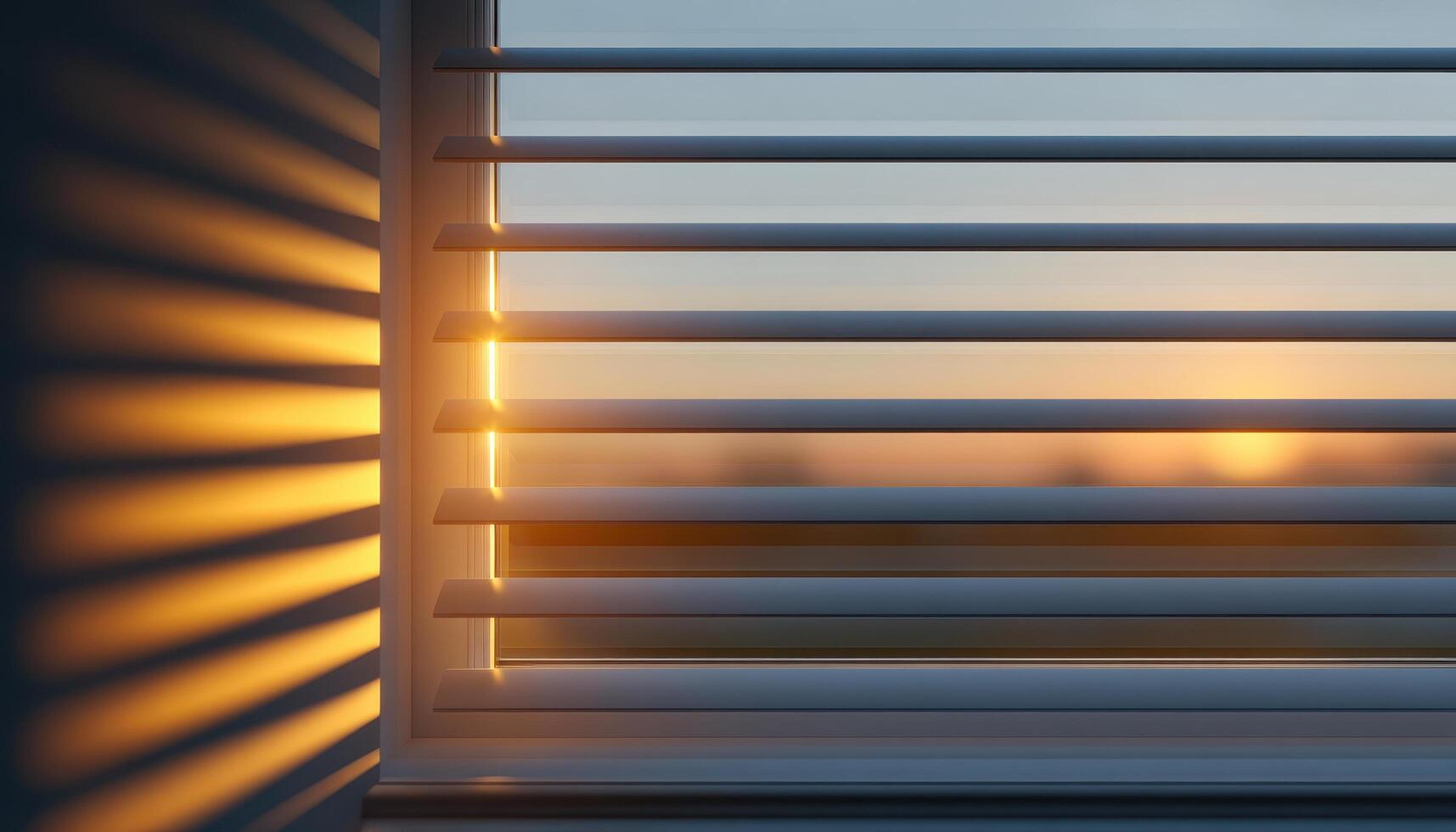 Sunlight patterns through window blinds indoor home environment photography silhouette view photo
