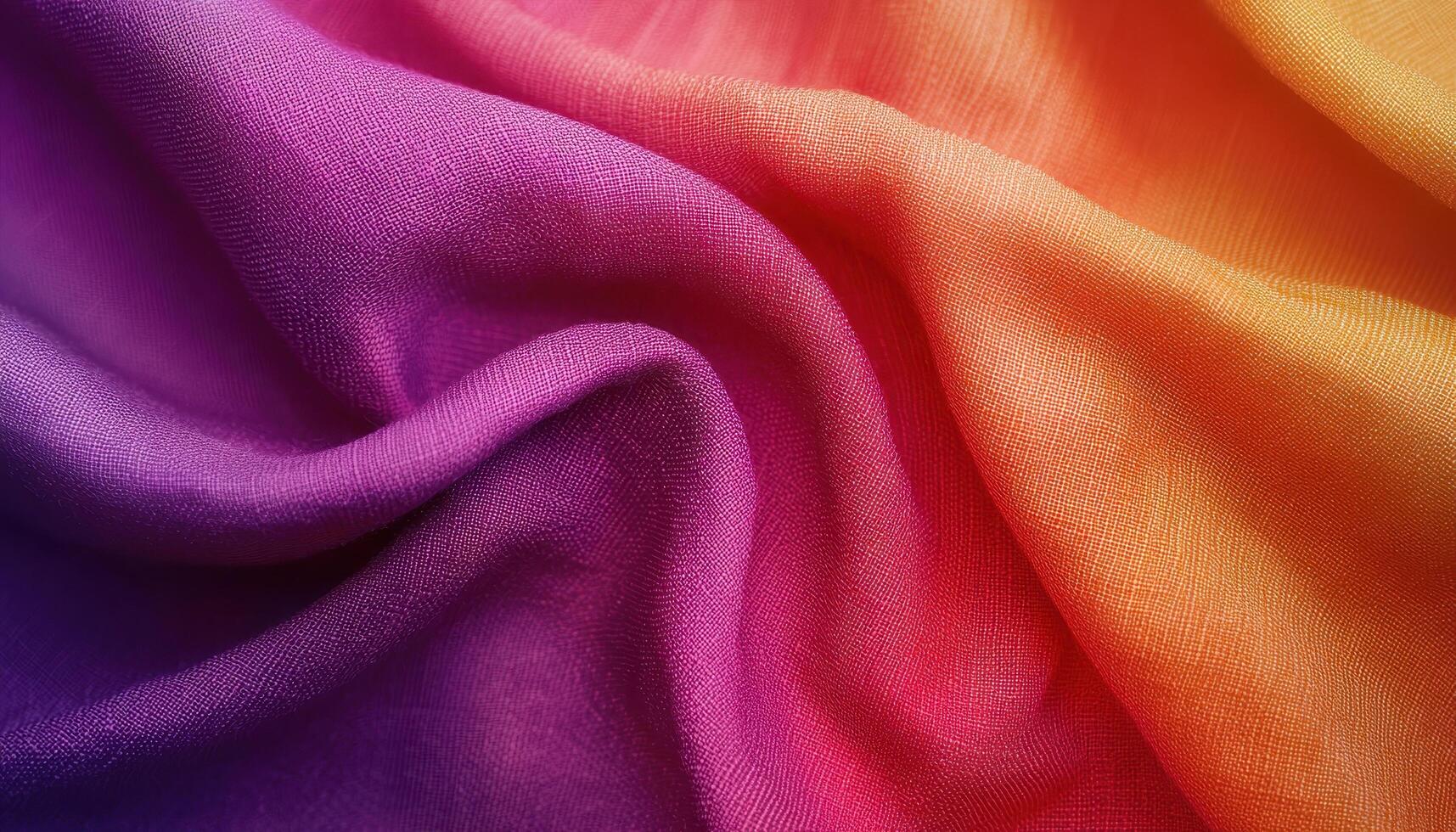 Closeup of colorful linen fabric texture studio textile photography warm light soft folds photo