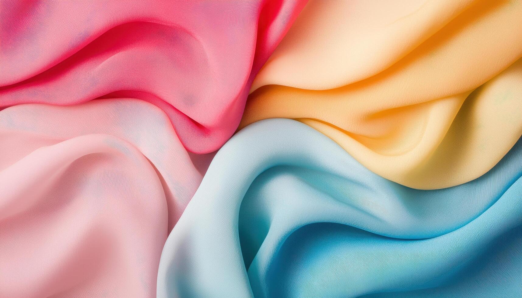 Colorful fabric folds creating natural wave shapes in studio setting textile photography photo
