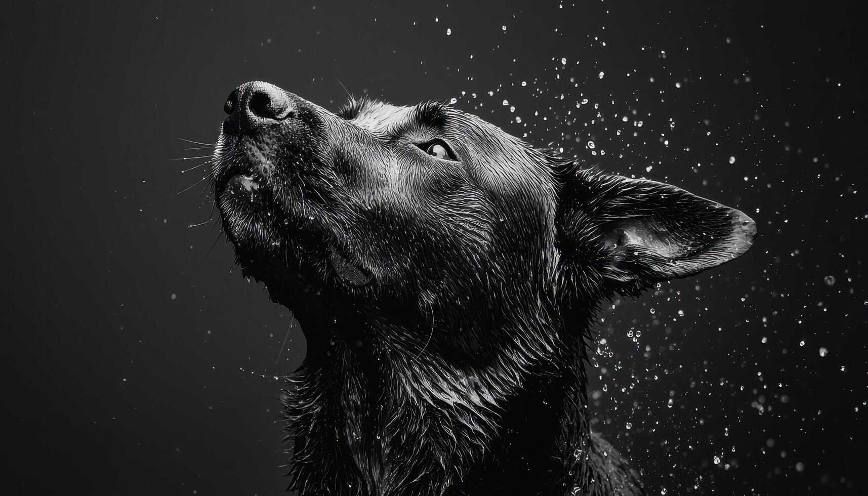 Dog shaking off water splash in sharp detail outdoor setting dynamic photography photo