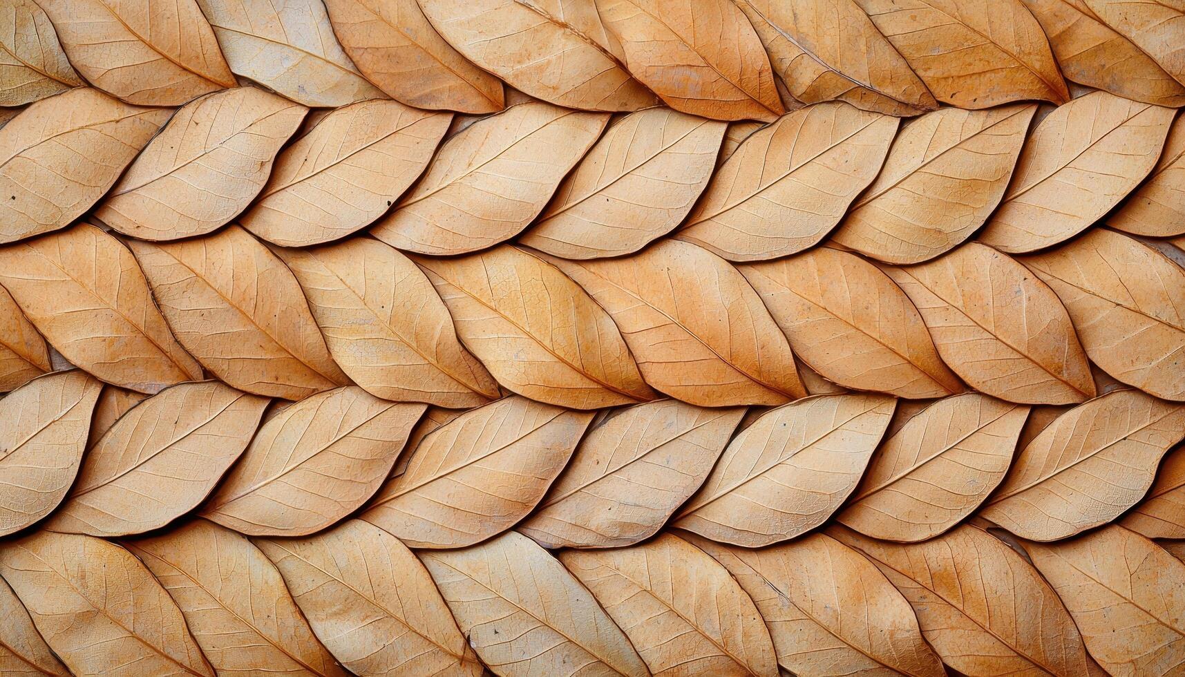 Intricate pattern of dried leaves overlapping on ground nature close-up outdoor top-down view photo