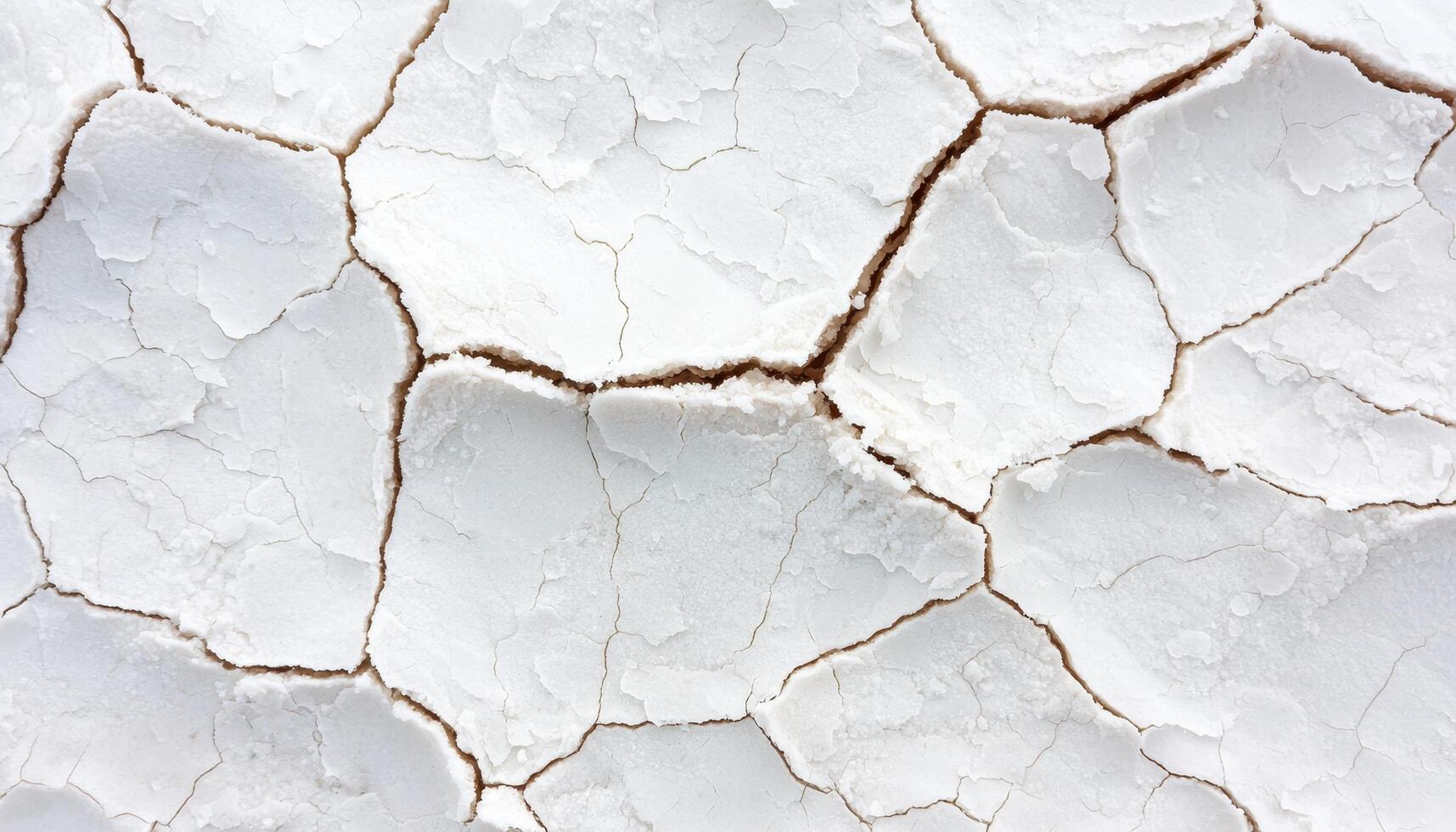 Cracked and dried salt flat surface under bright sunlight desert natural landscape aerial view photo