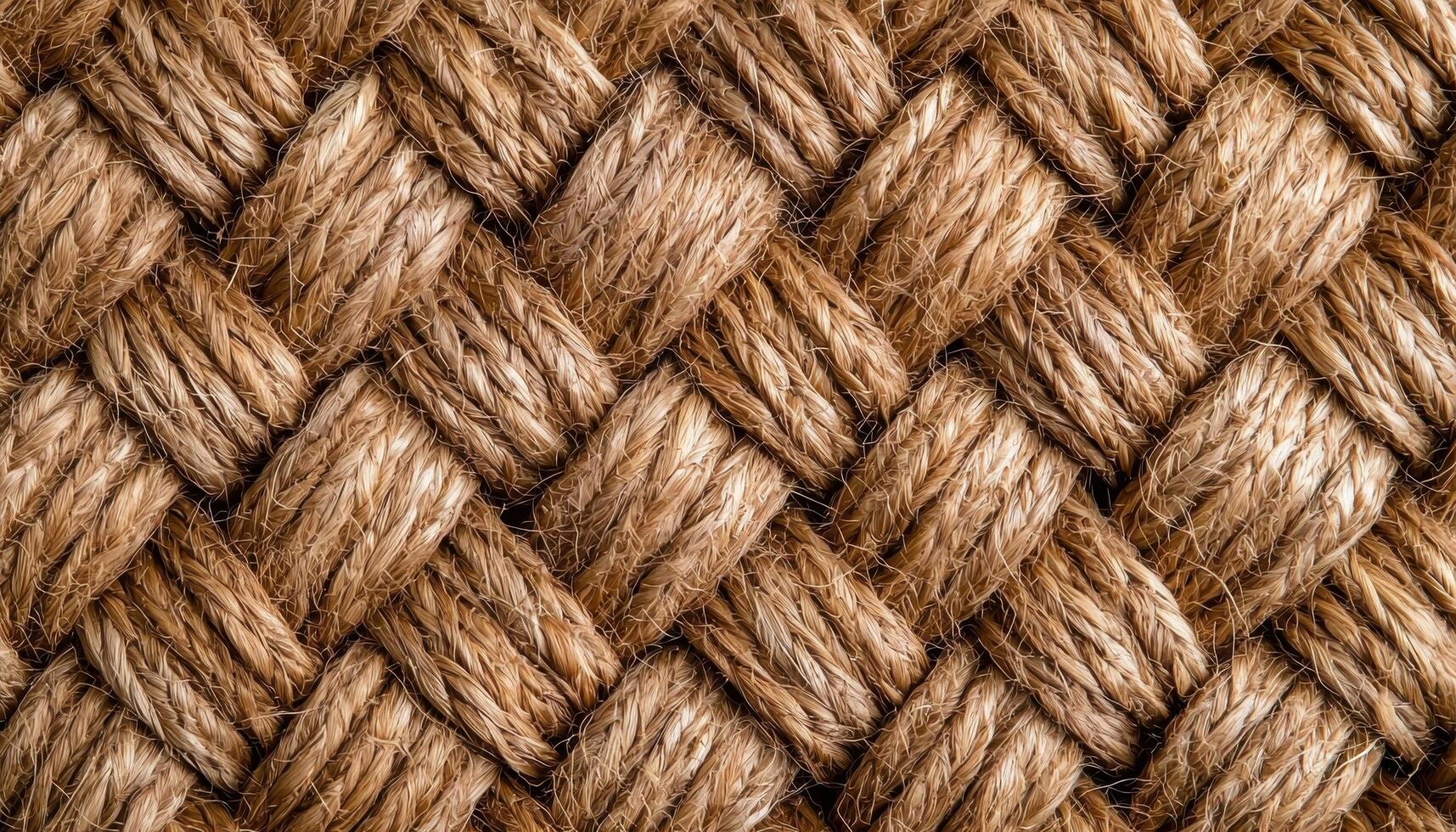 Closeup view of woven jute sack fabric texture in natural light studio environment photo