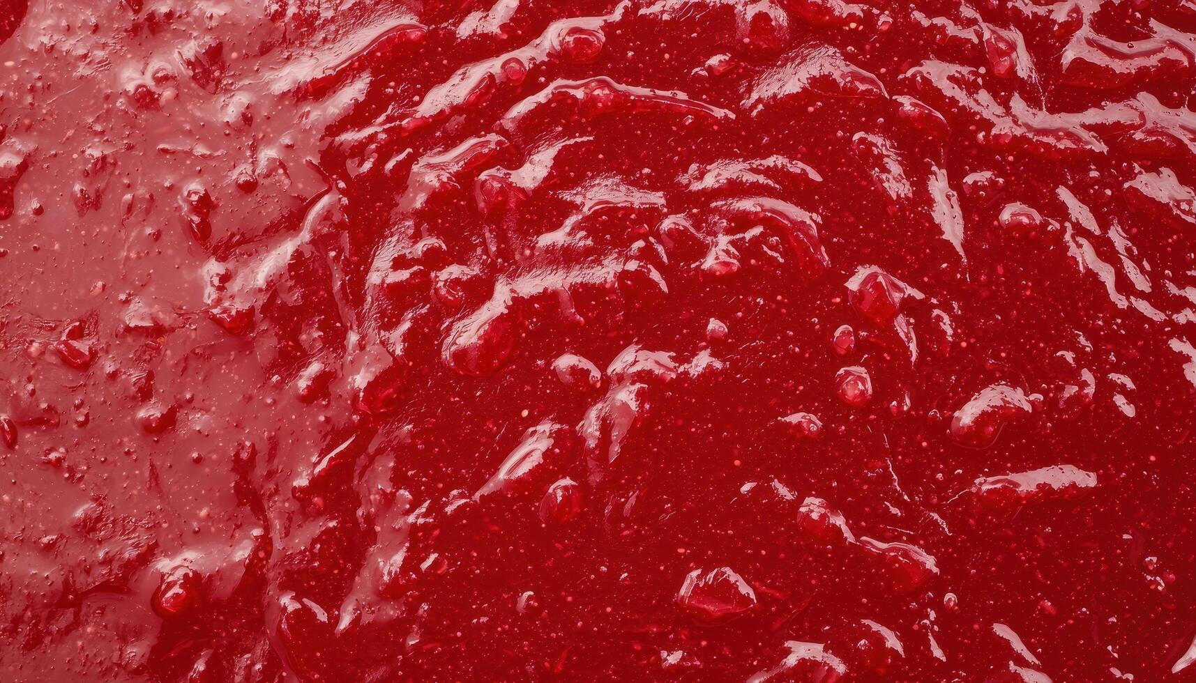 Luscious red fruit jam spread on smooth bread kitchen food photography cozy atmosphere close-up photo