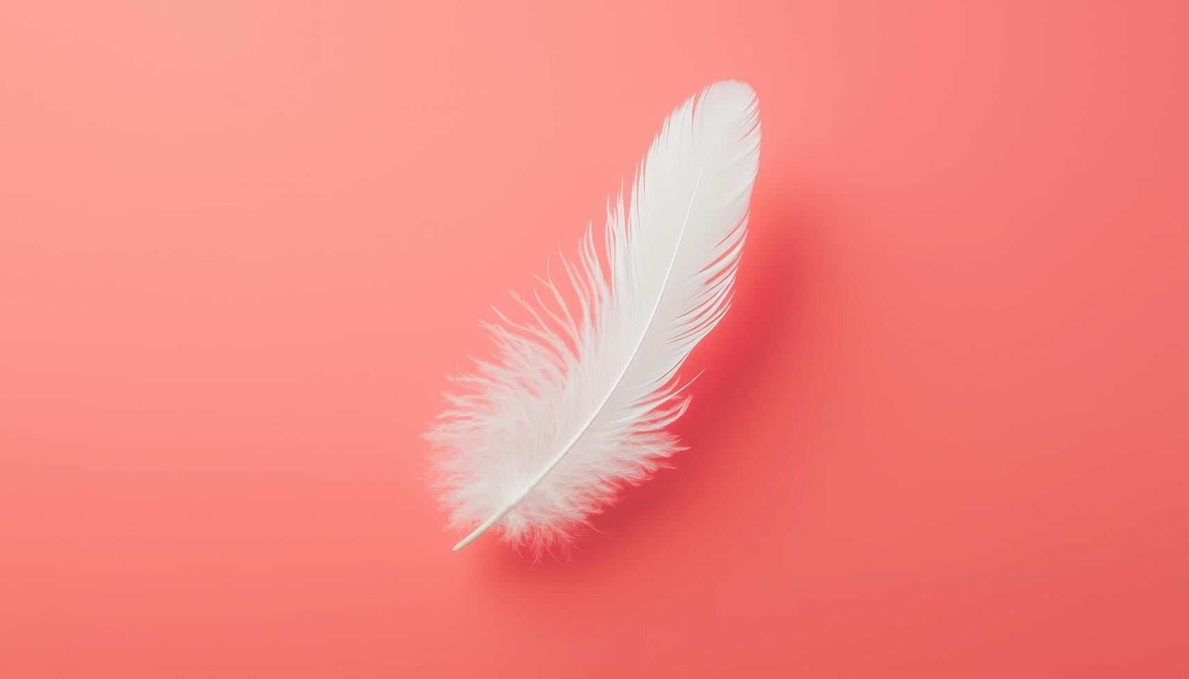 Delicate white feather floating over neutral background minimalistic art calm environment photo