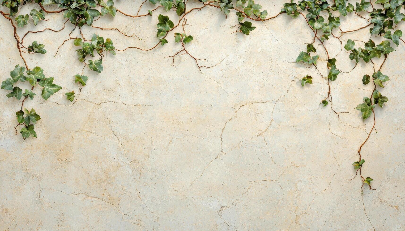 Textured ancient stone wall adorned with green vines nature scene calm environment close-up view photo