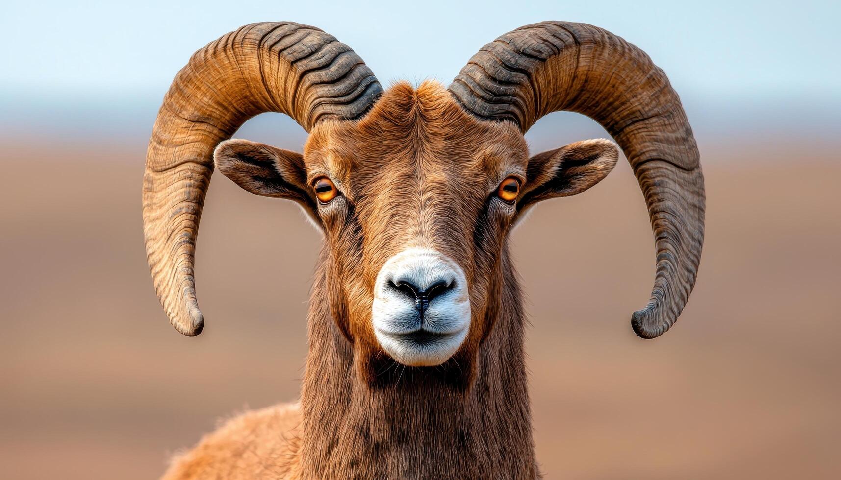 Closeup portrait of a mountain goat in nature detailed fur outdoor environment captivating view photo