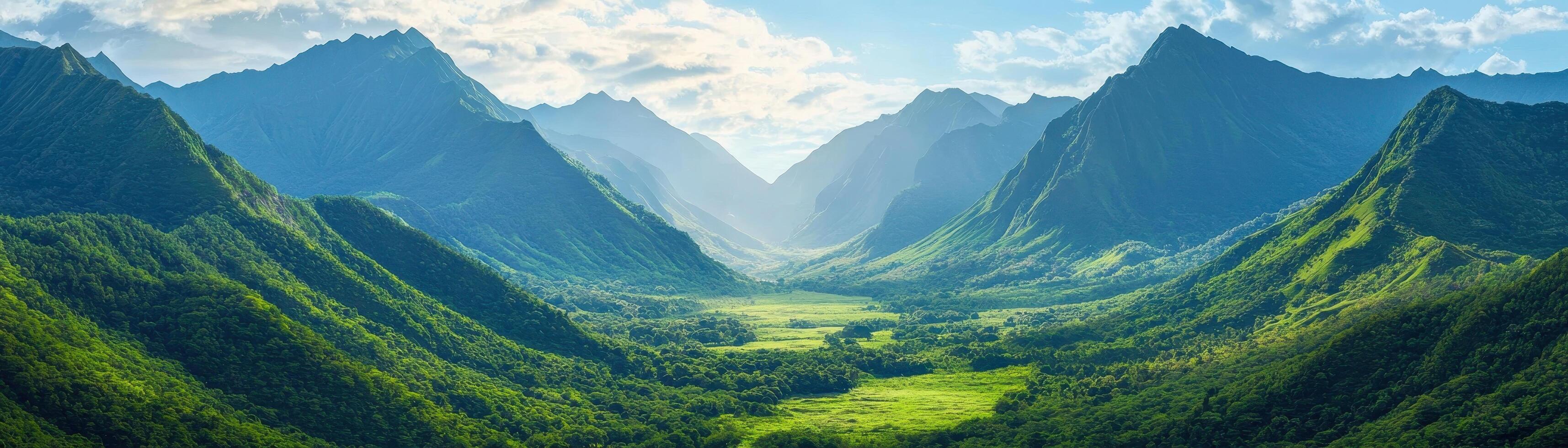 Vibrant hills and valley landscape nature's beauty scenic viewpoint lush environment photo