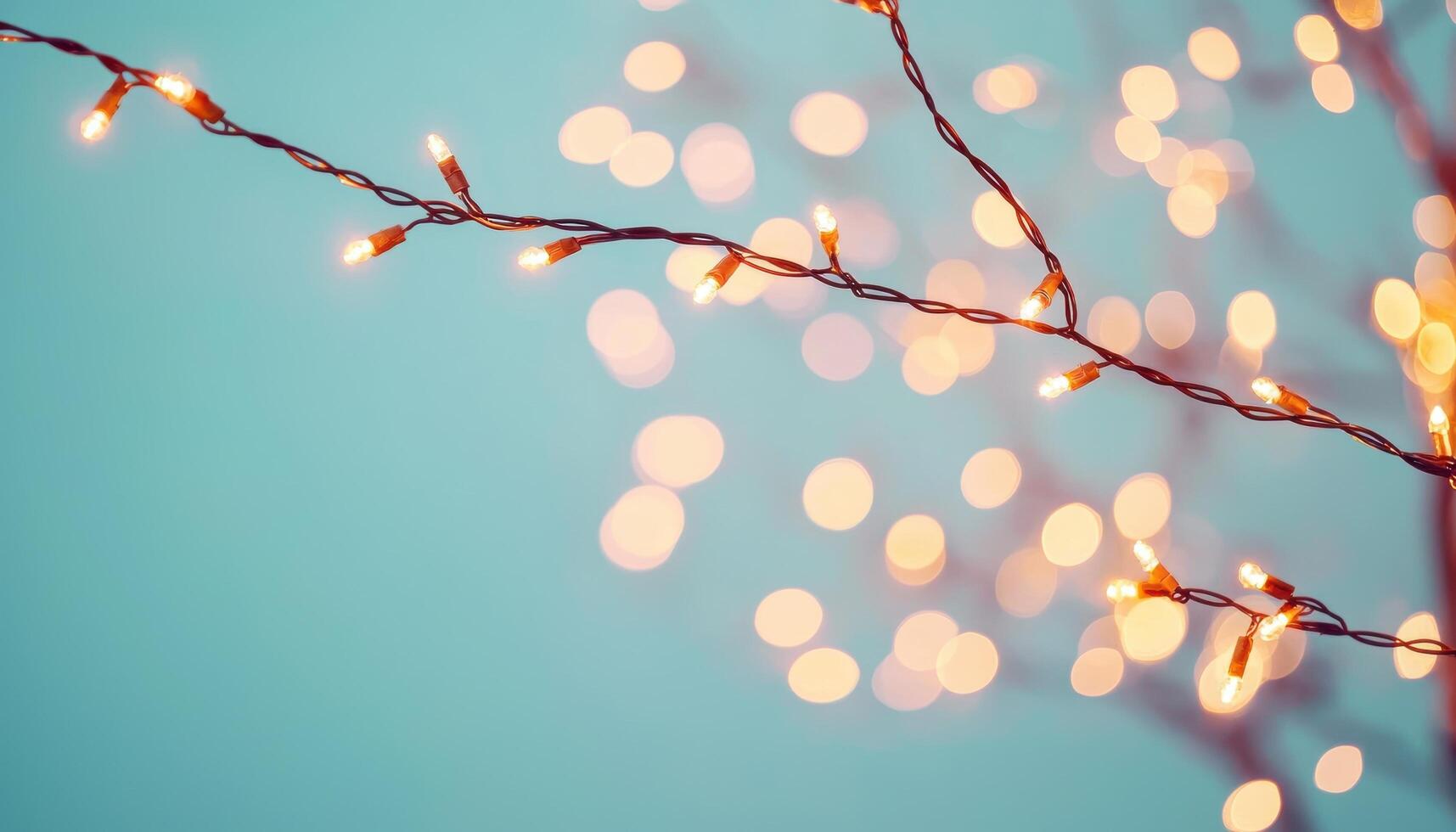 Enchanting warm string lights adorning backyard tree branches evening ambiance close-up view photo