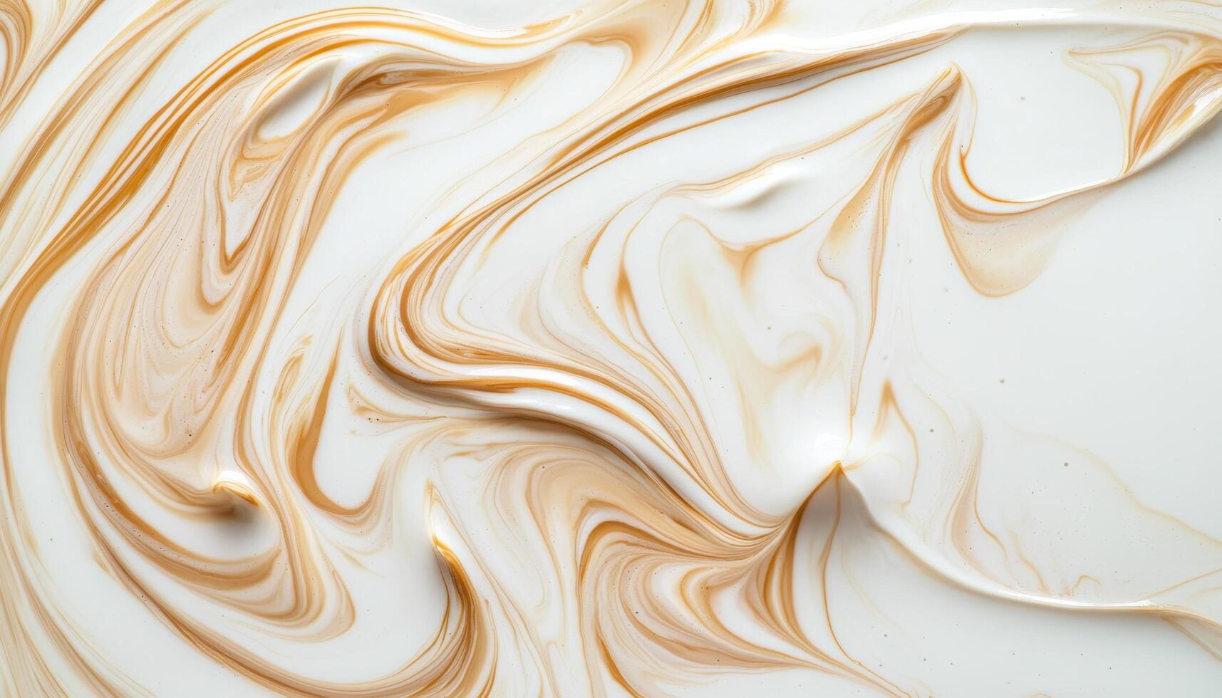Artistic swirl of condensed milk in coffee close-up food art soft natural environment photo
