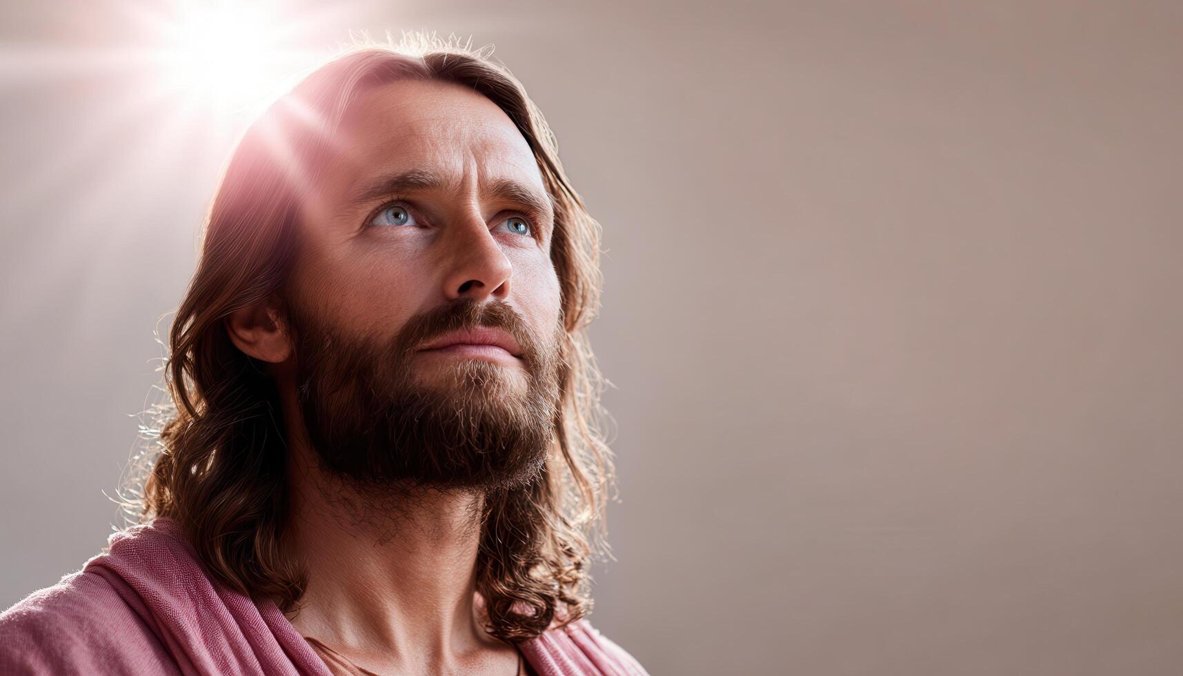 Jesus surrounded by radiant sunlight spiritual environment soft glow inspirational view photo