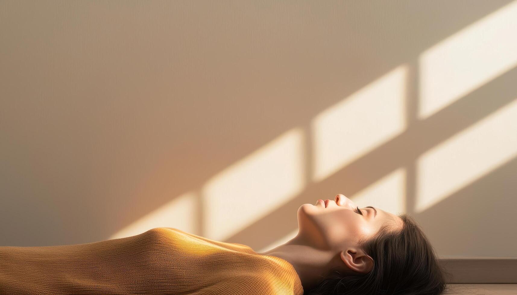 Person laying on floor in natural light indoor setting artistic composition photo