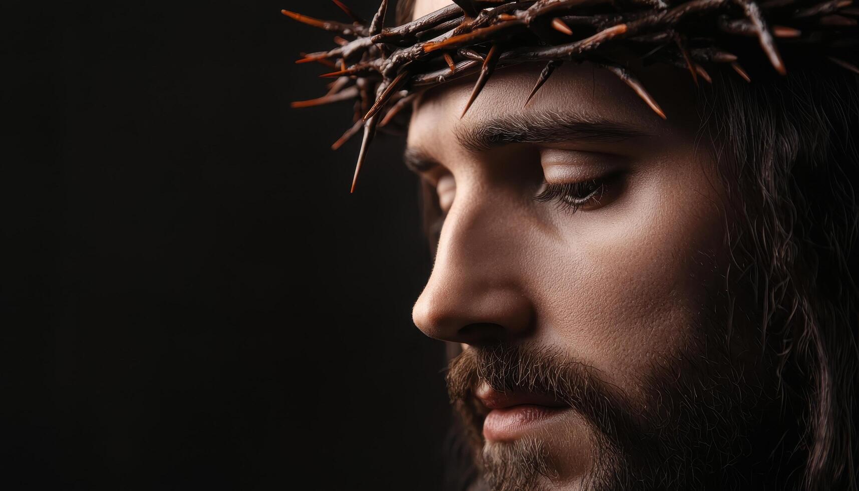 Jesus glowing in sunlight with crown of thorns minimalist art spiritual reflection photo