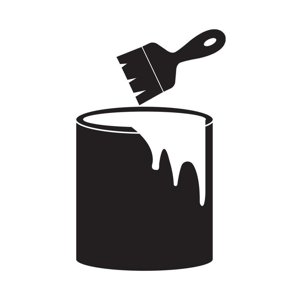 paint can and brush icon illustration design vector