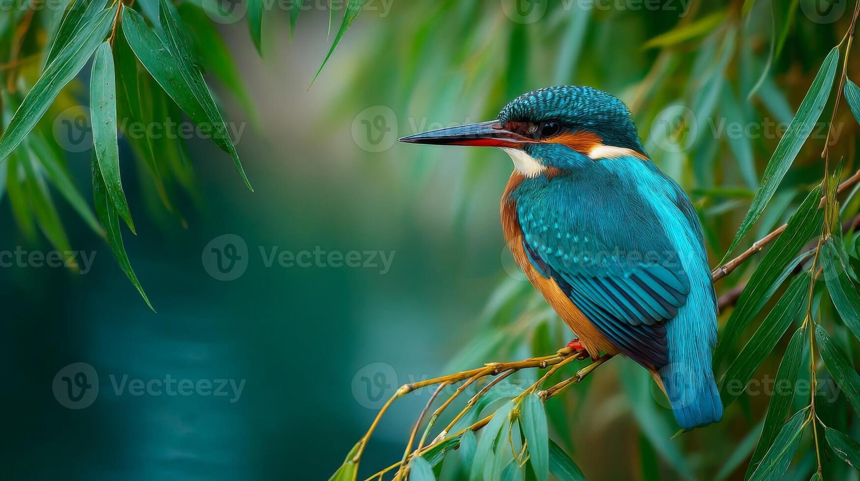 Vibrant Blue Kingfisher Perched on Branch photo