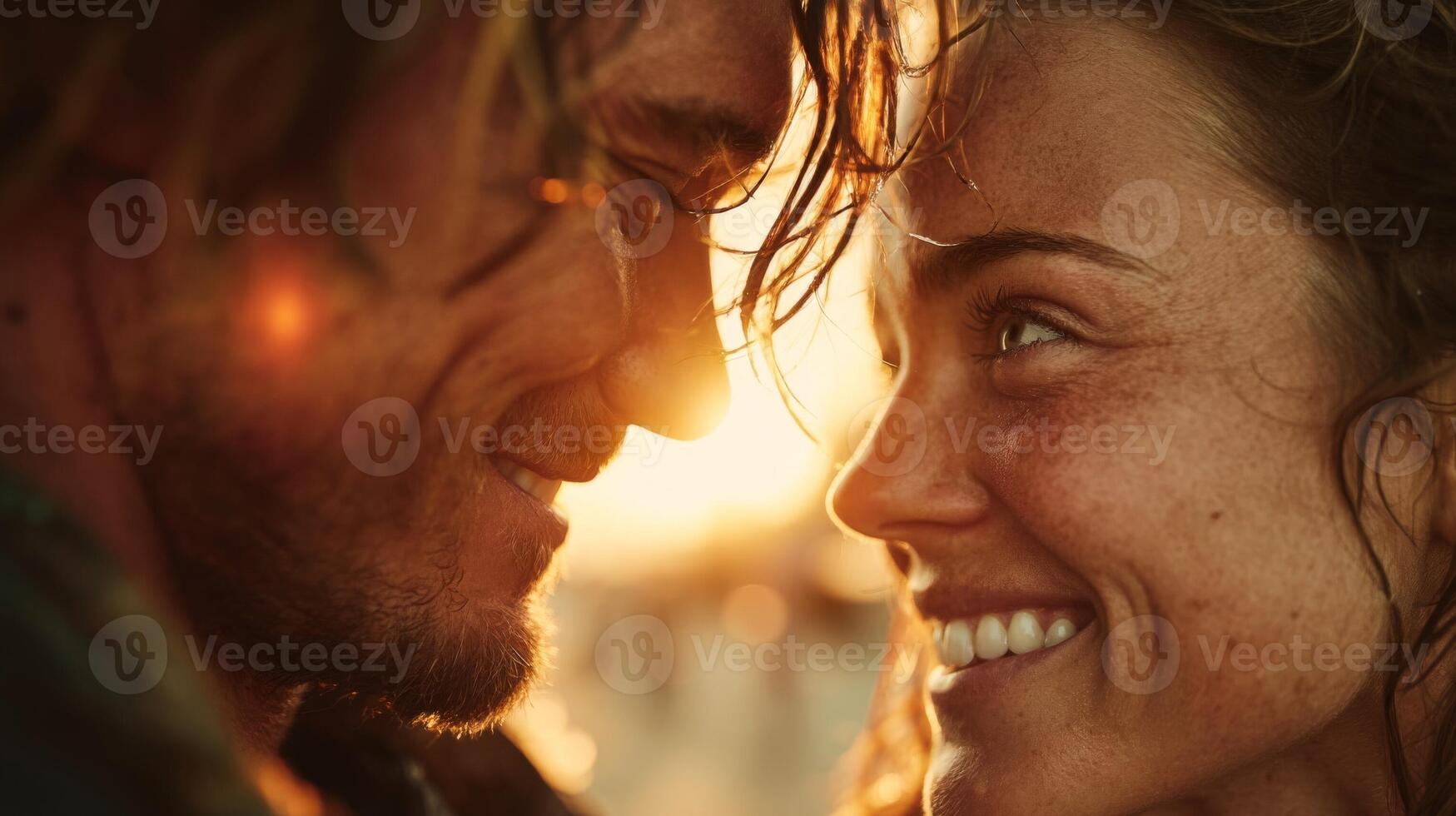 Romantic Couple at Sunset Beach photo