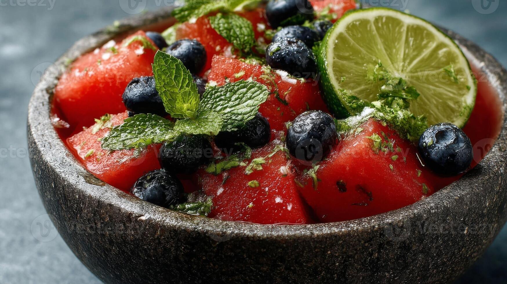 Refreshing Watermelon and Blueberry Salad with Mint and Lime photo